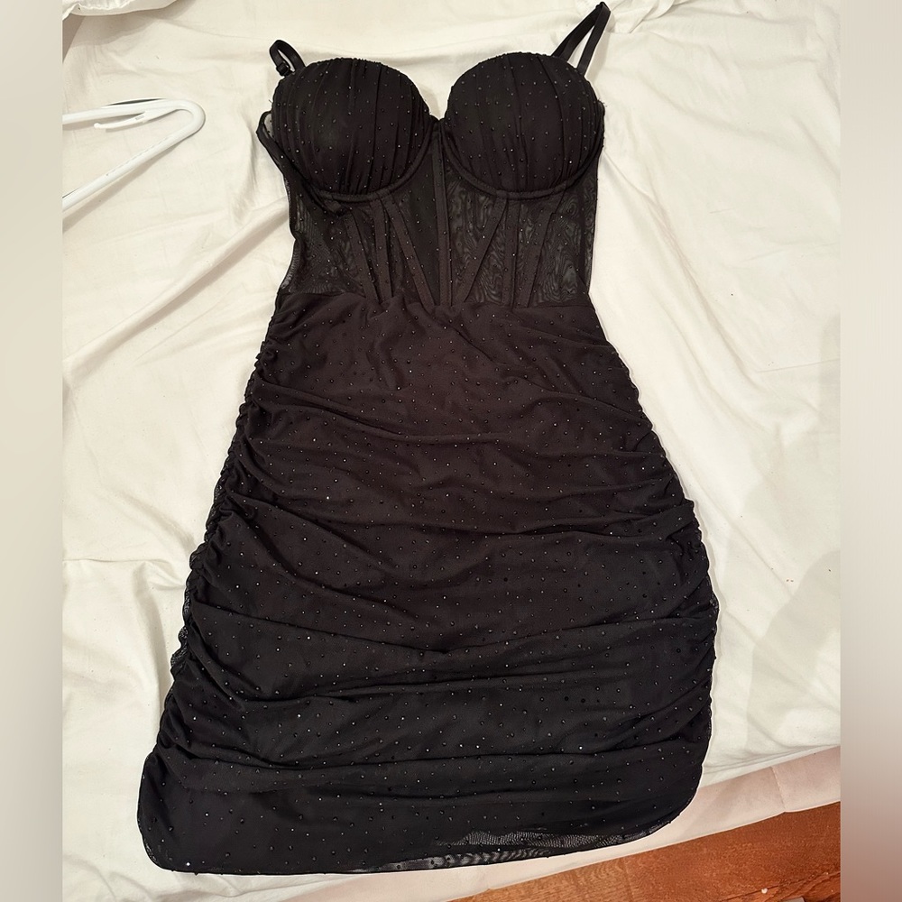 Windsor Black Rhinestone Corset Mini Dress Size Medium